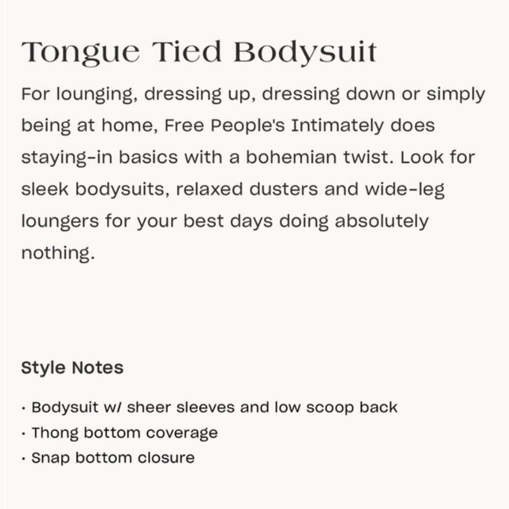 Free People Tongue Tied Thong Bodysuit black size small NWT - Picture 3 of 5